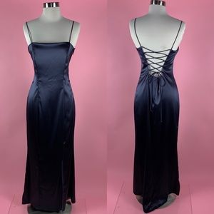 Windsor Navy Blue Gown With Exposed Cross Back